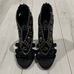 BCBG Black Gemstone Heels
